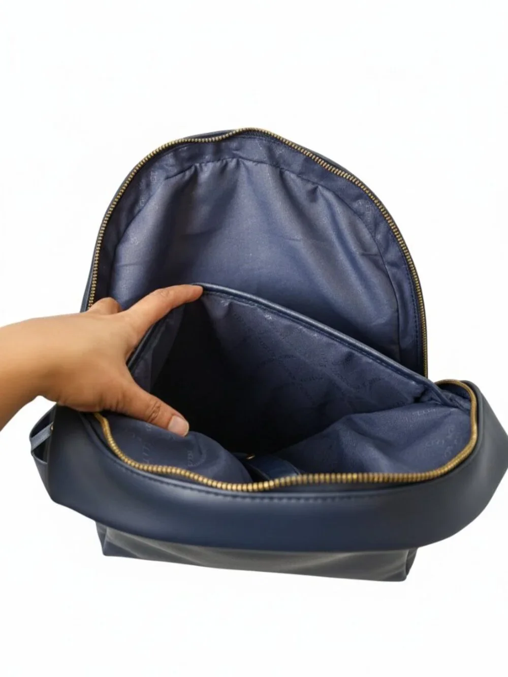 Rosetti Navy Faux Leather Laptop Backpack Work Travel Bag w/ Gold Hardware Chic